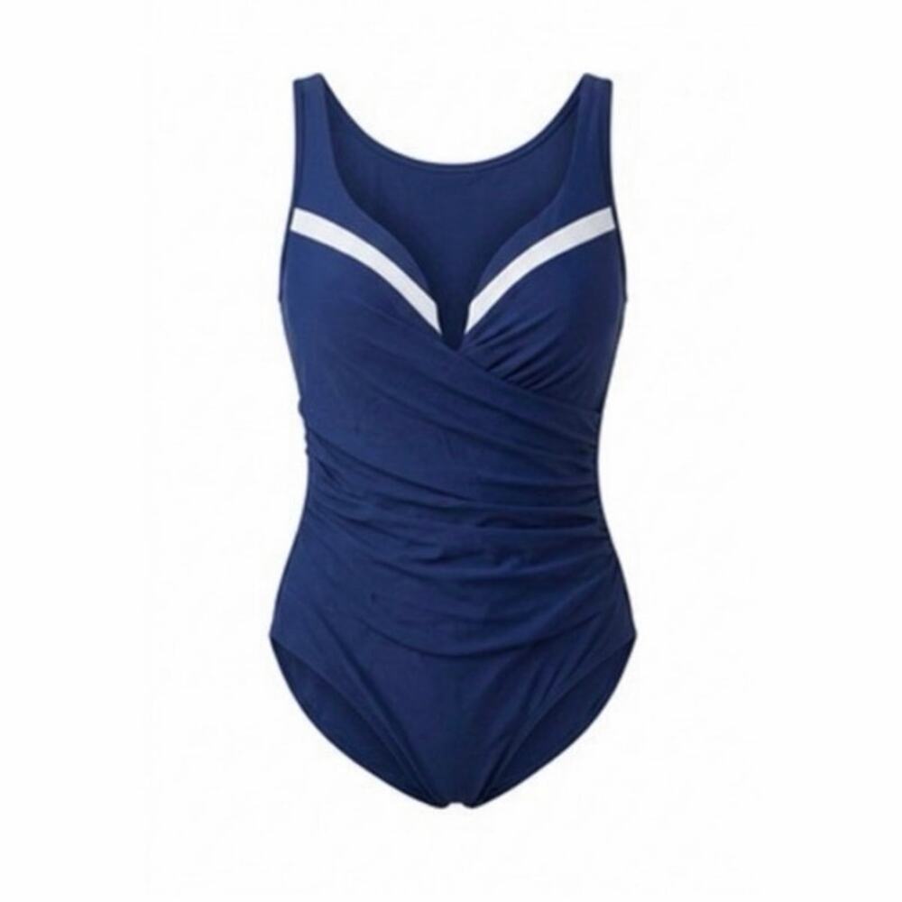 Miraclesuit Size 8 Blue Nautical Escape One Piece Swimsuit Ruched Tummy Control